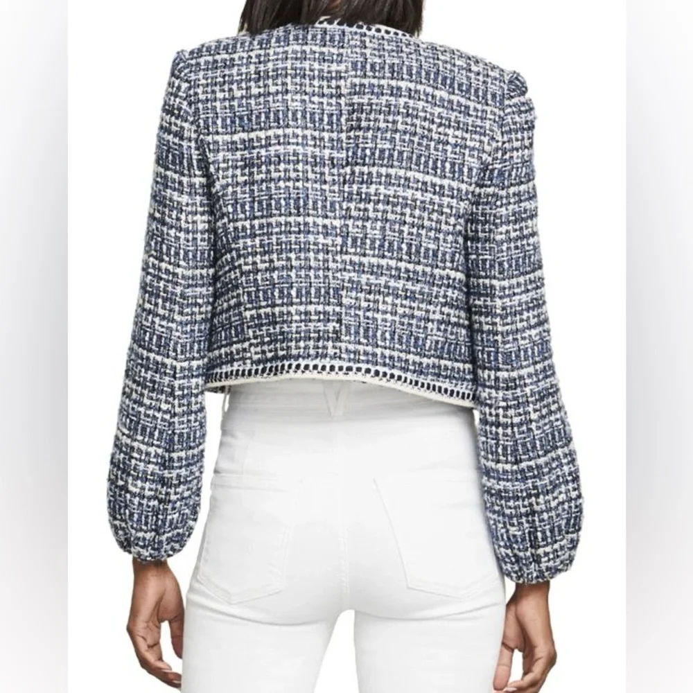 Veronica Beard • Brim Blue Tweed Cropped Jacket - Picture 15 of 16